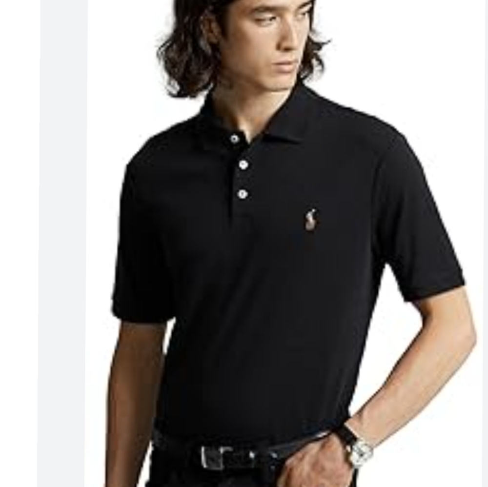 Polo by Ralph Lauren Black Men's Polo Shirt. Classic 100% Cotton Size M